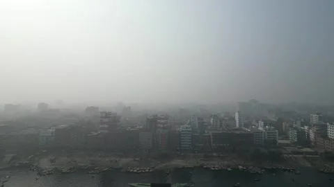 Dhaka Pollution creating visibility and health issues Stock Footage 264186618