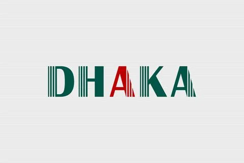 Dhaka typography text on white background. Capital city of Bangladesh Illustrazione stock