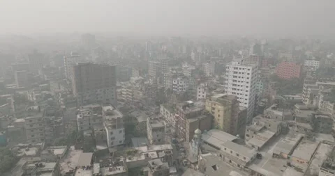 Dhaka Urban Density Captured from the Sky at Sunset Stock Footage 319476027