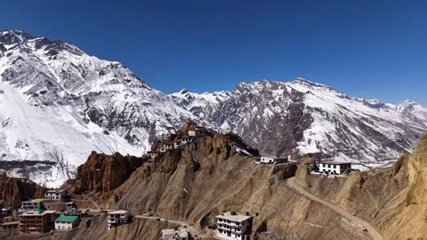 Dhankar Monastery Perched on Cliff in Spiti Valley  Video Stock Footage 331765911