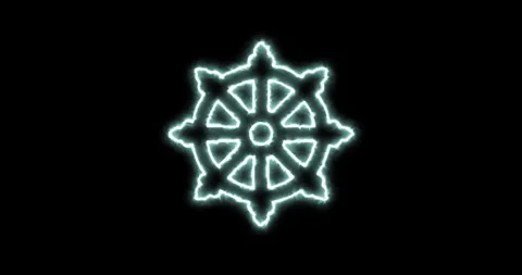 Dharma wheel blue flaming. Loop Stock Footage 309281201