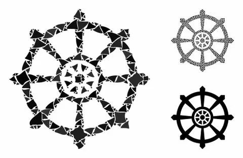 Dharma wheel Composition Icon of Ragged Items Stock Illustration