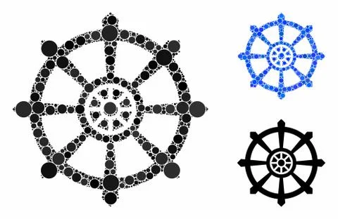 Dharma wheel Composition Icon of Spheric Items Stock Illustration