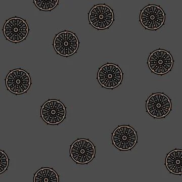 Dharma wheel dharmachakra vector seamless pattern Stock Illustration