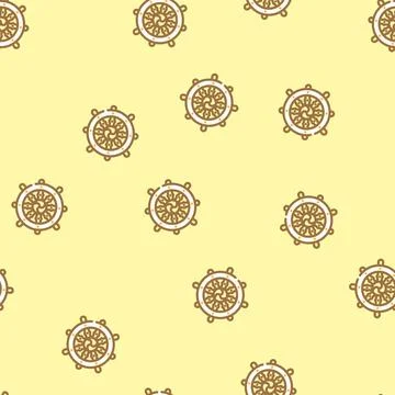 Dharma wheel dharmachakra vector seamless pattern Stock Illustration