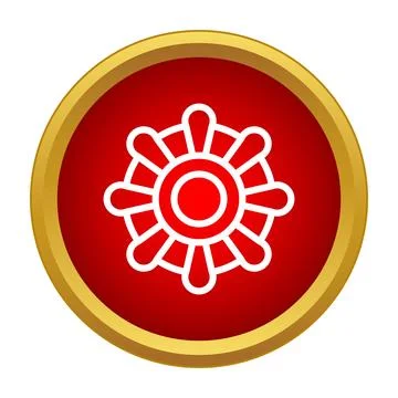 Dharma wheel icon symbolizing buddhist spirituality and enlightenment Stock Illustration