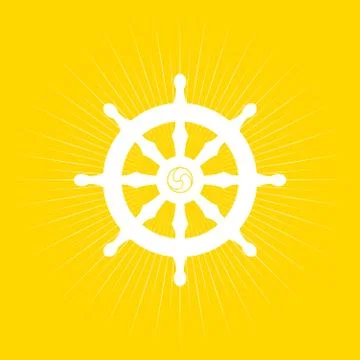 Dharma Wheel On Light Burst Stock Illustration
