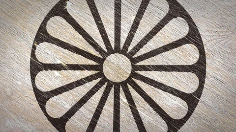 Dharmachakra - Buddhist Symbol. 4K, 60fps Stock Footage 119566901