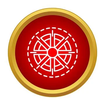 Dharmachakra icon symbolizing buddhism and teachings Stock Illustration