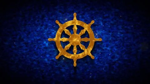 Dharmachakra Symbol Gold Texture On Blue Shiny Subtle Grain Texture Effect  Stock Illustration