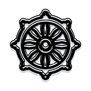 Dharmachakra symbol representing spiritual path and enlightenment Stock Illustration