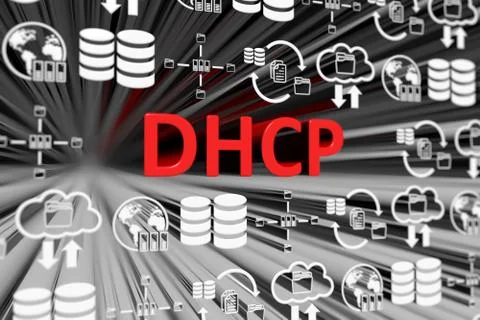 DHCP concept blurred background 3d render illustration Stock Illustration