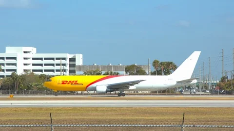 DHL Express 767 Cargo Freighter at Miami International Stock Footage 103983416