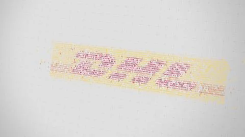 DHL logo being made with many numbers. Digital business conceptual editorial 3D 스톡 일러스트