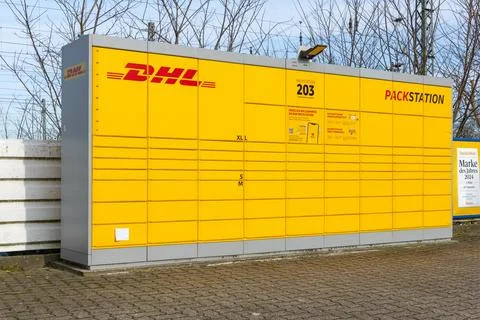 DHL Parcel Machine and Pack station. Stock Photos