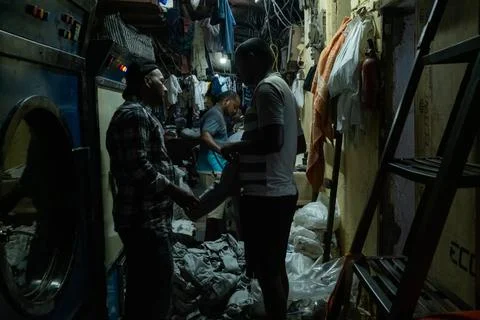 Dhobi Ghat Laundry in Mumbai Stock Photos