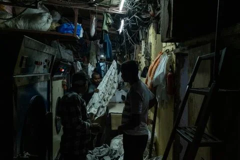 Dhobi Ghat Laundry in Mumbai Stock Photos