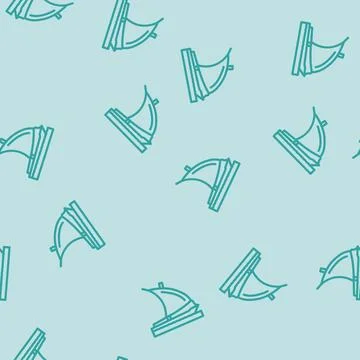 Dhow ancient ship line vector seamless pattern Stock Illustration