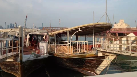 Dhow Boats in Doha Qatar Stock Footage 146088326