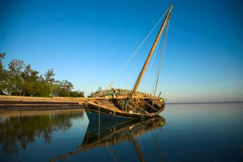 Dhow on it's side Stock Photos