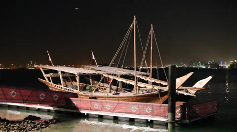 Dhows at night. Doha. Qatar Stock Footage 33891597