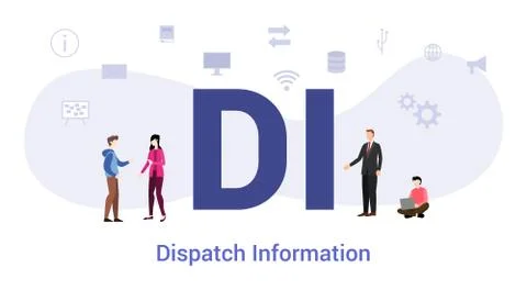 Di dispatch information concept with big word or text and team people with mo 스톡 일러스트