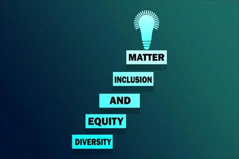 Di Gradient blocks with words Matter, equity, diversity, inclusion, and on .. Ilustración de archivo