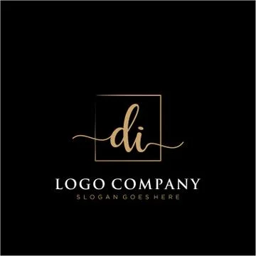 DI Initial handwriting logo with rectangle template vector イラスト素材