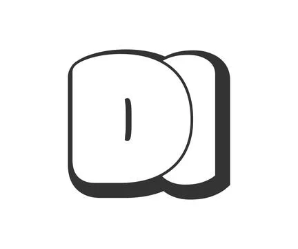 DI logo, bubble comic lettering, rounded in graffiti style black and white .. Illustrazione stock
