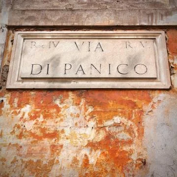Via di Panico - old street sign in Rome, Italy. Stock Photos