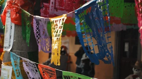 Dia de los muertos celebration on November 2nd, highlights, candles, flowers Stock Footage