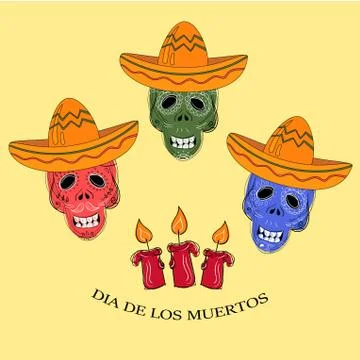Dia de los Muertos. Day of the Dead sugar skulls Stock Illustration