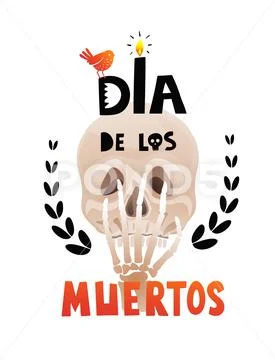 Dia de los Muertos Mexican traditional holiday poster design with skeleton Skull Stock Illustration