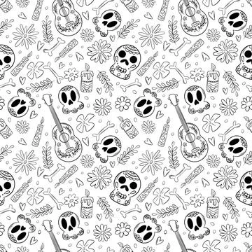 Dia de los Muertos. Pattern for traditional Mexican holiday dedicated to the mem Stock Illustration