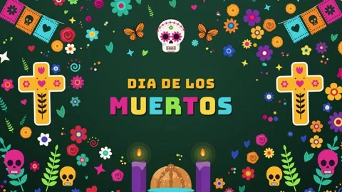 Dia de los Muertos text framed by decorated crosses 库存影片 348259727