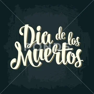 Dia de los Muertos vintage vector lettering on dark background. Stock Illustration