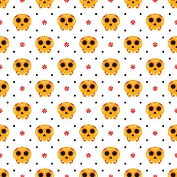 Dia de Muertos Seamless Pattern Illustration with Day of the Dead and Skele.. Stock Illustration