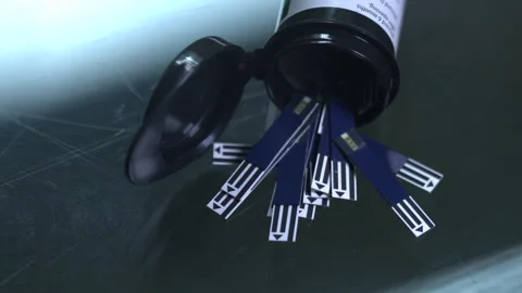 Diabetes Macro Blood Testing tools on the table Stock Footage 248791197