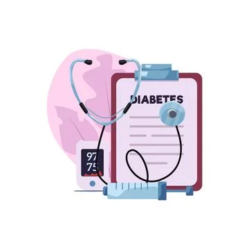 Diabetes management tools vector illustration. Stock Illustration