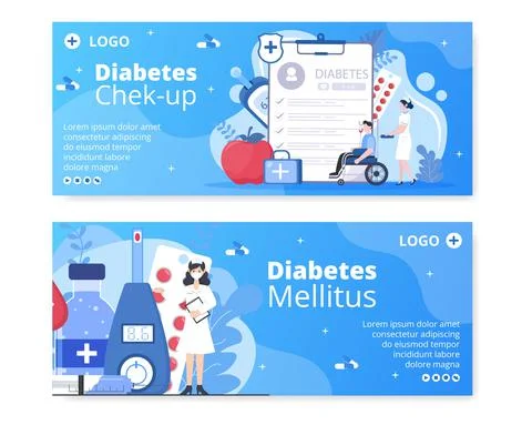 Diabetes Testing Banner Template Flat Design Illustration Editable of Square  Stock Illustration