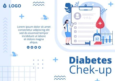Diabetes Testing Brochure Template Flat Design Illustration Editable of Squar Stock Illustration