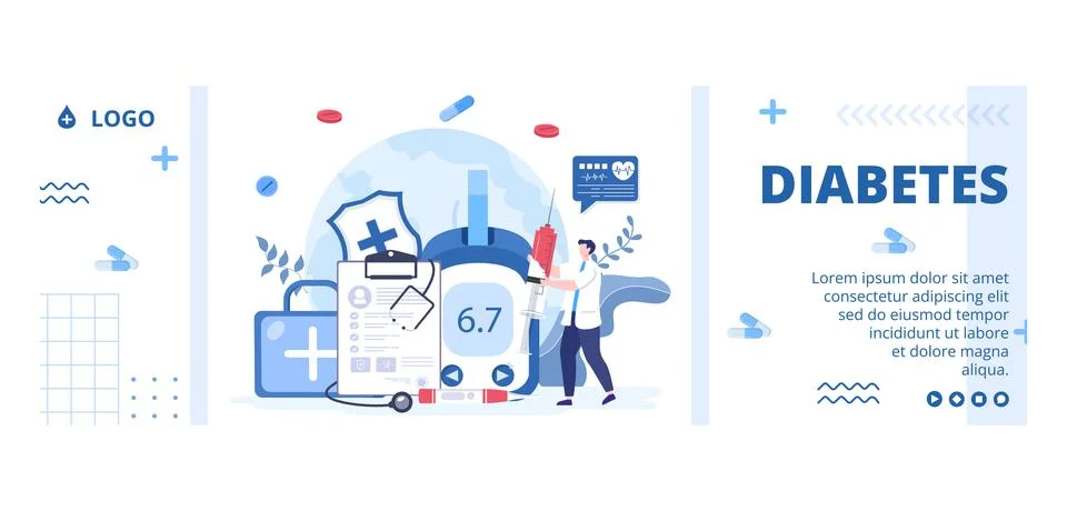Diabetes Testing Cover Template Flat Design Illustration Editable of Square B Stock Illustration