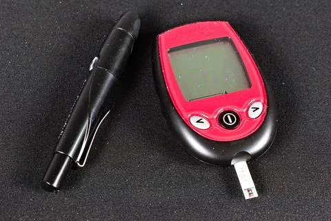 Diabetes Testing Kit with Meter and Lancet Stock Photos