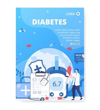 Diabetes Testing Poster Template Flat Design Illustration Editable of Square  Stock Illustration