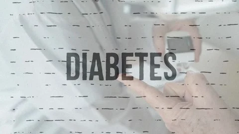 Diabetes Text Overlay with Glitch Effect on Blood Sugar Test Stock Footage 336492056
