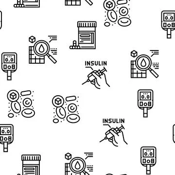 Diabetes Treatment Vector Seamless Pattern Illustrazione stock