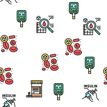 Diabetes Treatment Vector Seamless Pattern Stock Illustration