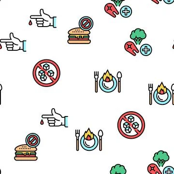 Diabetes Treatment Vector Seamless Pattern Stock Illustration