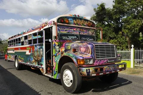 Diablo Rojo (Red Devil) bus in Panama, Colon, Republic of Panama, Central ... Stock Photos