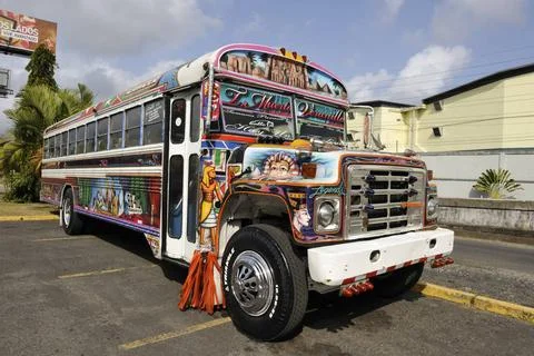 Diablo Rojo (Red Devil) bus in Panama, Colon, Republic of Panama, Central ... Stock Photos